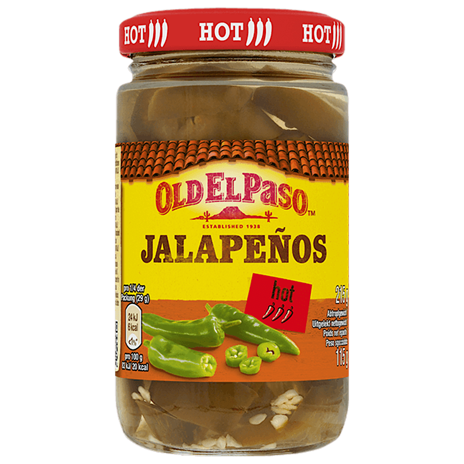 un pot en verre de piments jalapeños en rondelles Old El Paso, 215 g